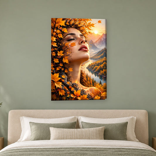 Tablou decorativ - Frunzis Auriu de Toamna pe perete, in camera - Zibo.ro