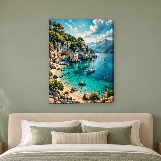 Tablou decorativ - Golf stancos cu barci pe perete, in camera - Zibo.ro