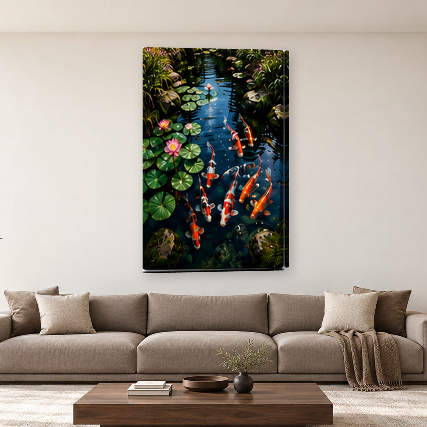 Tablou decorativ - Iazul cu Crapi Koi pe perete, in camera - Zibo.ro