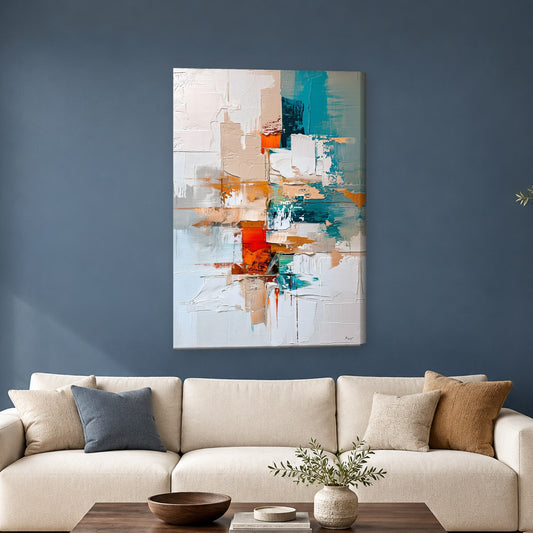 Tablou decorativ - Impasto turcoaz pe perete, in camera - Zibo.ro