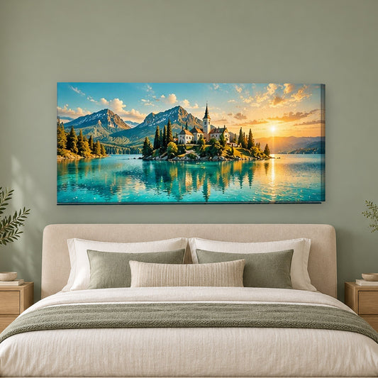 Tablou decorativ - Insula cu turn si reflexie pe perete, in camera - Zibo.ro