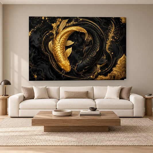 Tablou decorativ - Koi Yin si Yang pe perete, in camera - Zibo.ro