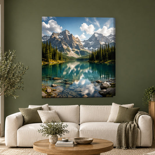 Tablou decorativ - Lacul dintre munti pe perete, in camera - Zibo.ro