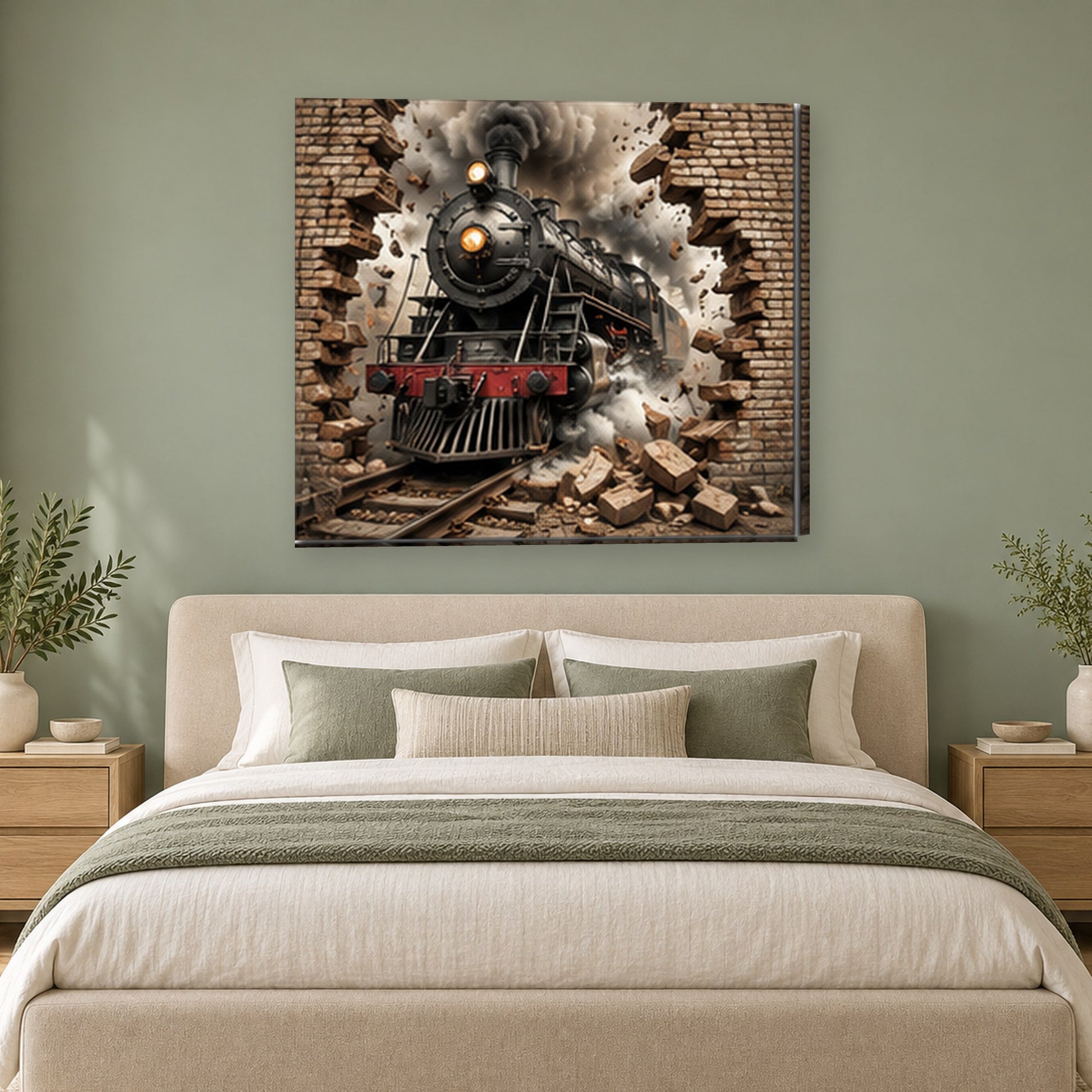 Tablou decorativ - Locomotiva prin Zid pe perete, in camera - Zibo.ro