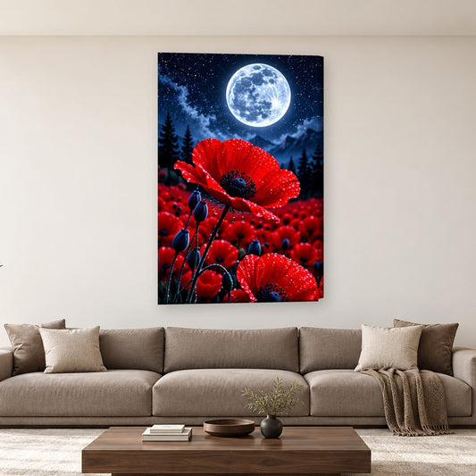 Tablou decorativ - Maci sub luna plina pe perete, in camera - Zibo.ro