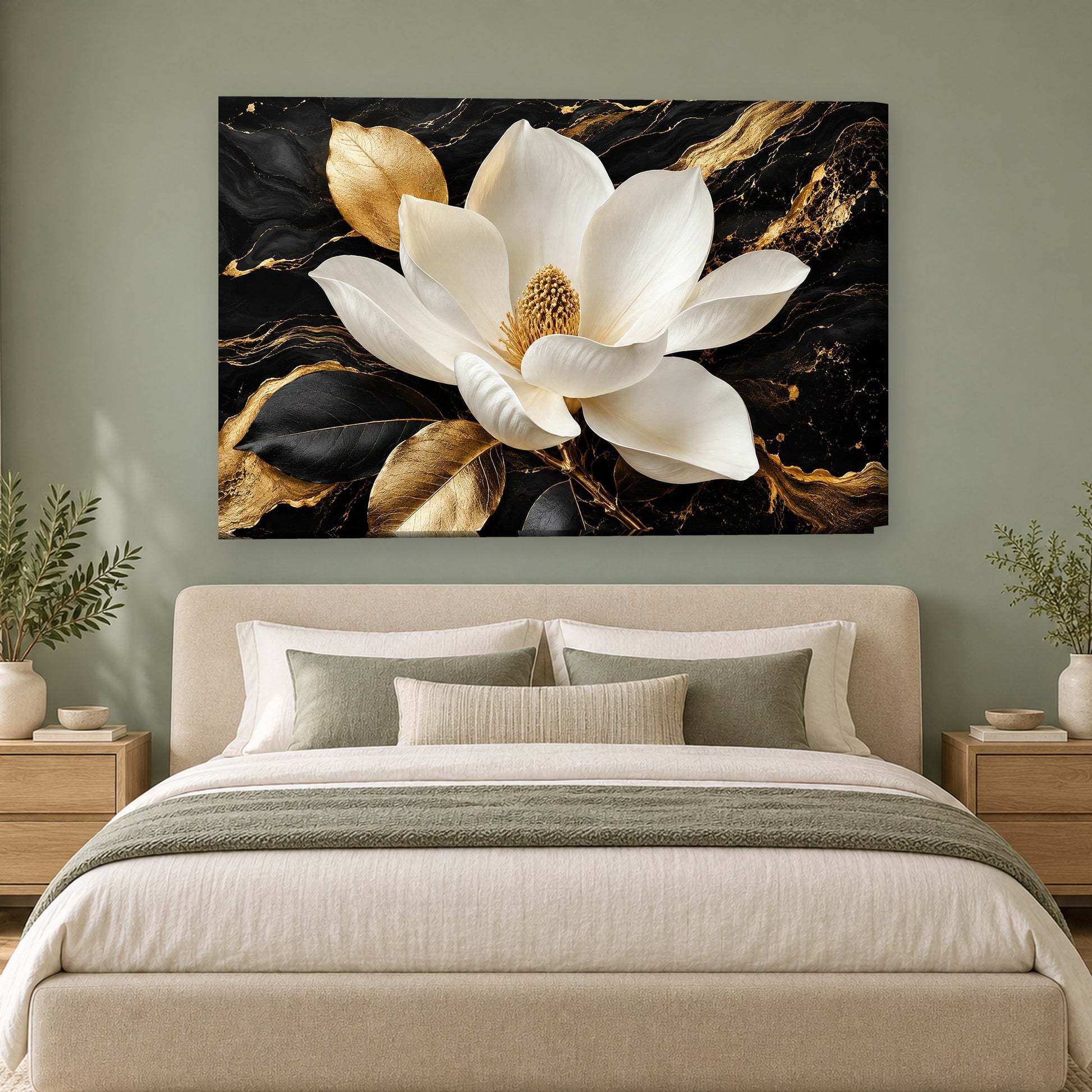 Tablou decorativ - Magnolia Aurie pe perete, in camera - Zibo.ro