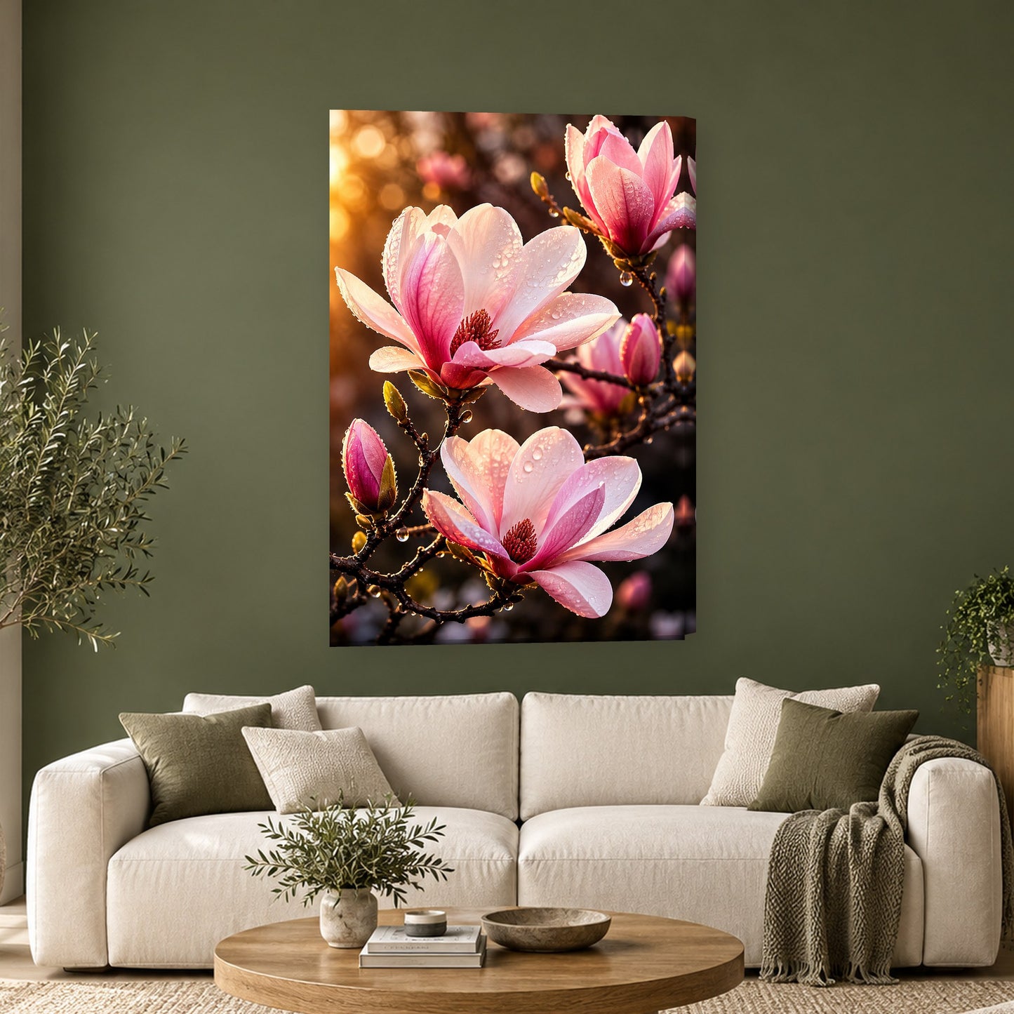 Tablou decorativ - Magnoliile în Lumină pe perete, în cameră - Zibo.ro