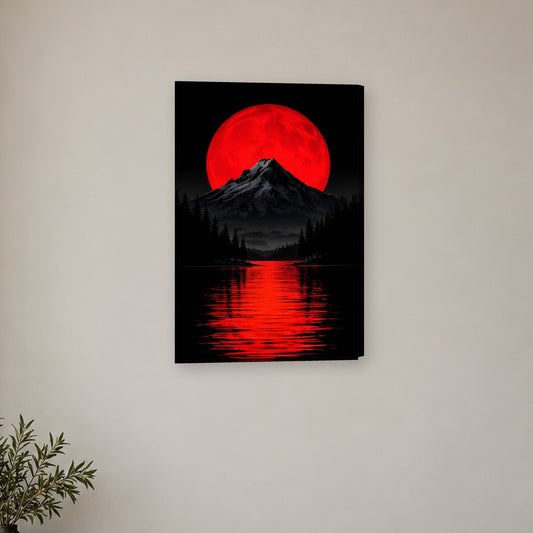 Tablou decorativ - Muntele sub luna aurie pe perete, in camera - Zibo.ro