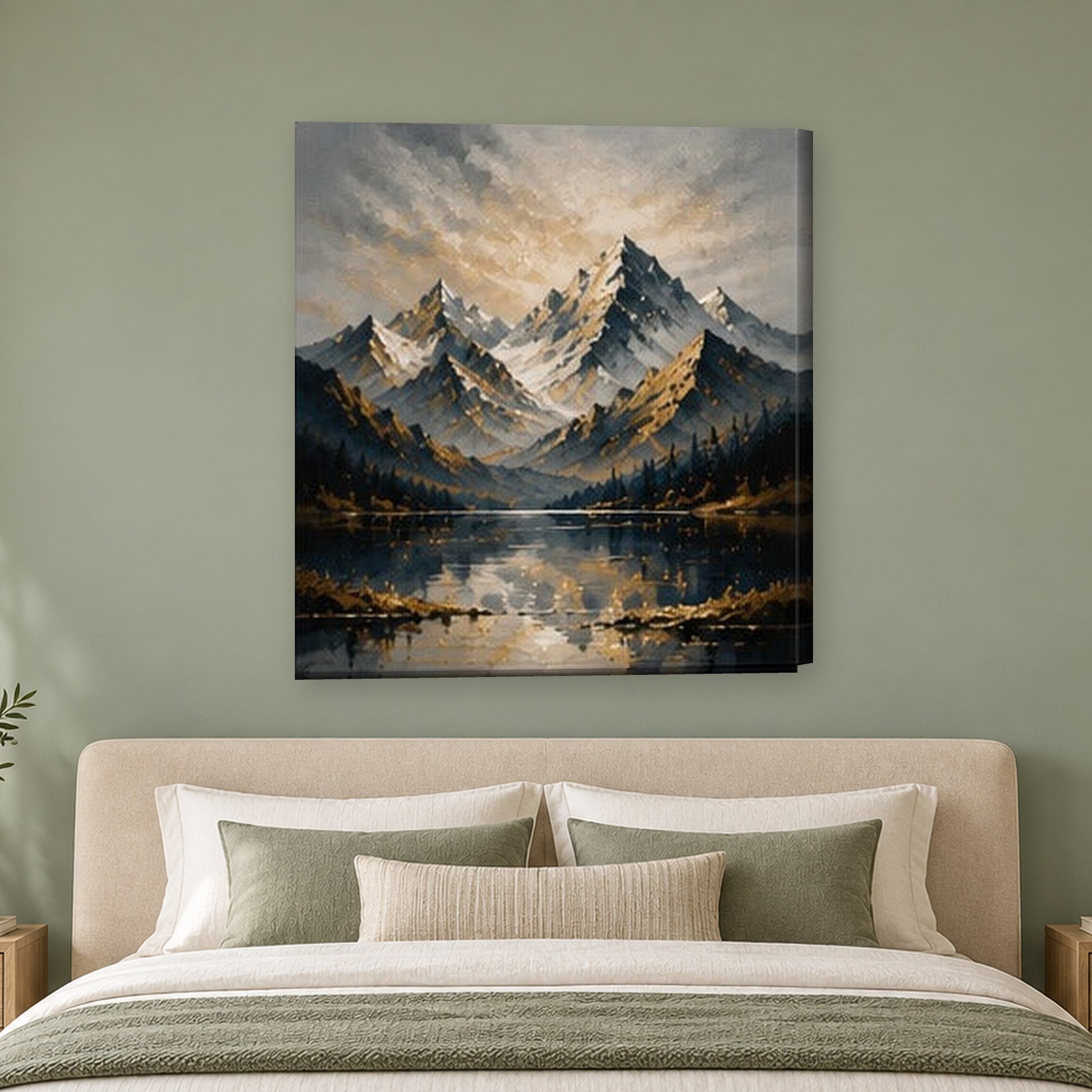Tablou decorativ - Muntii de aur pe perete, in camera - Zibo.ro