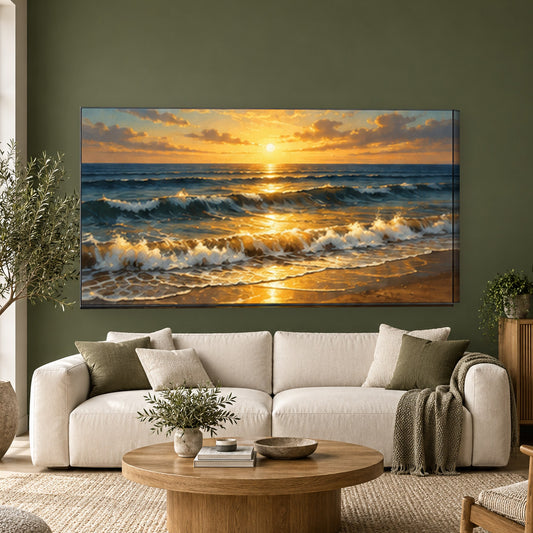 Tablou decorativ - Oceanul de aur pe perete, in camera - Zibo.ro