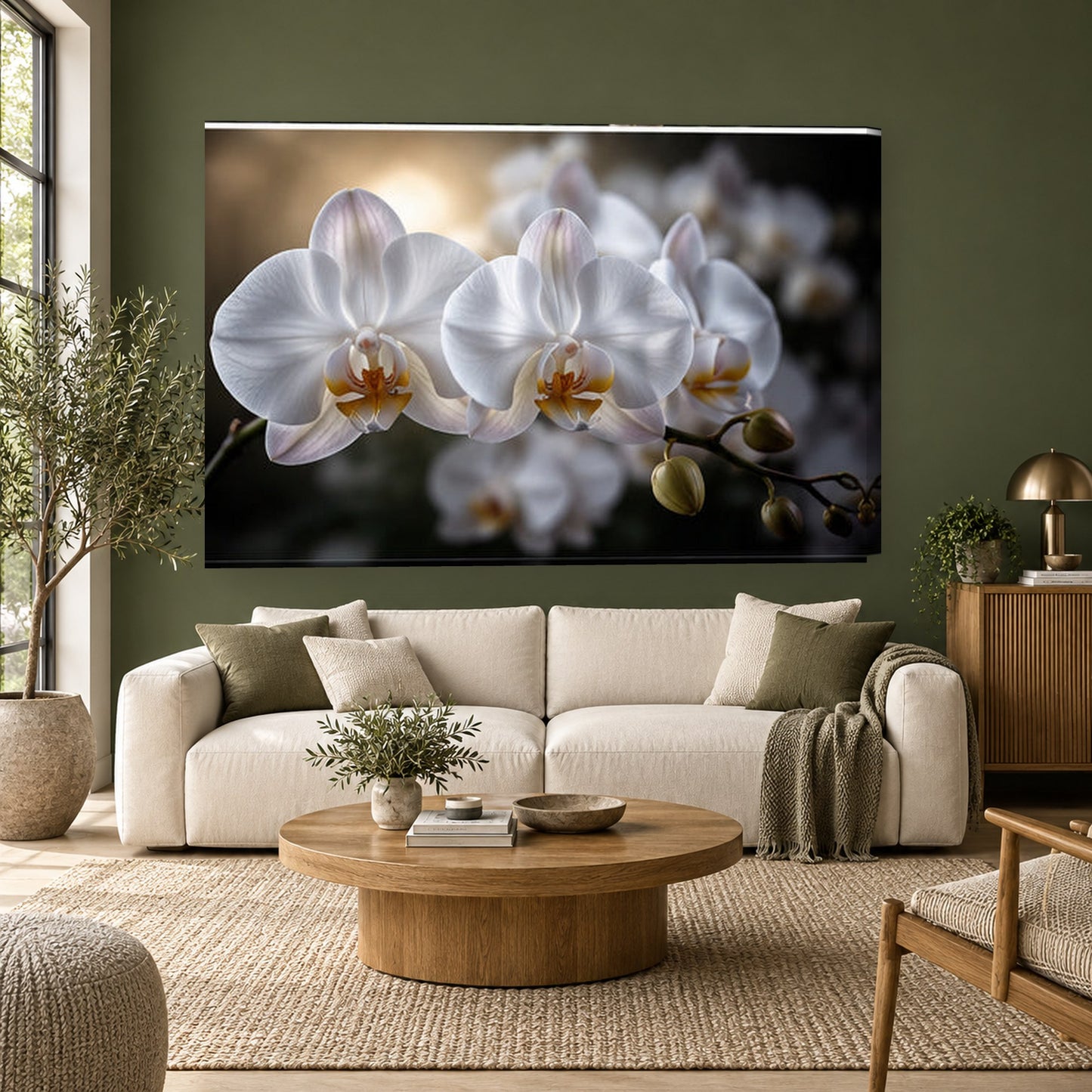 Tablou decorativ - Orhideele Albe pe perete, in camera - Zibo.ro