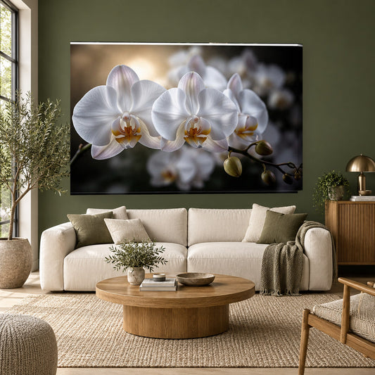Tablou decorativ - Orhideele Albe pe perete, in camera - Zibo.ro