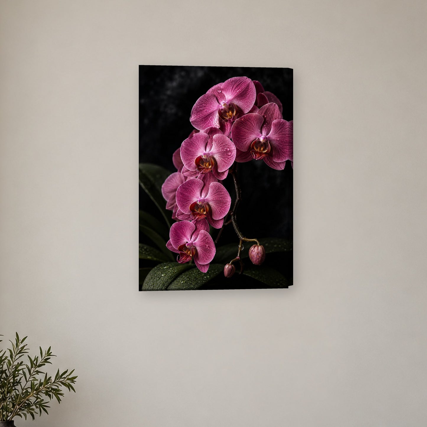 Tablou decorativ - Orhideele Magenta pe perete, in camera - Zibo.ro
