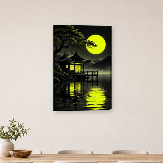 Tablou decorativ - Pagoda verde pe lac pe perete, in camera - Zibo.ro