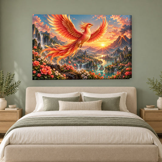 Tablou decorativ - Pasarea Phoenix pe perete, in camera - Zibo.ro