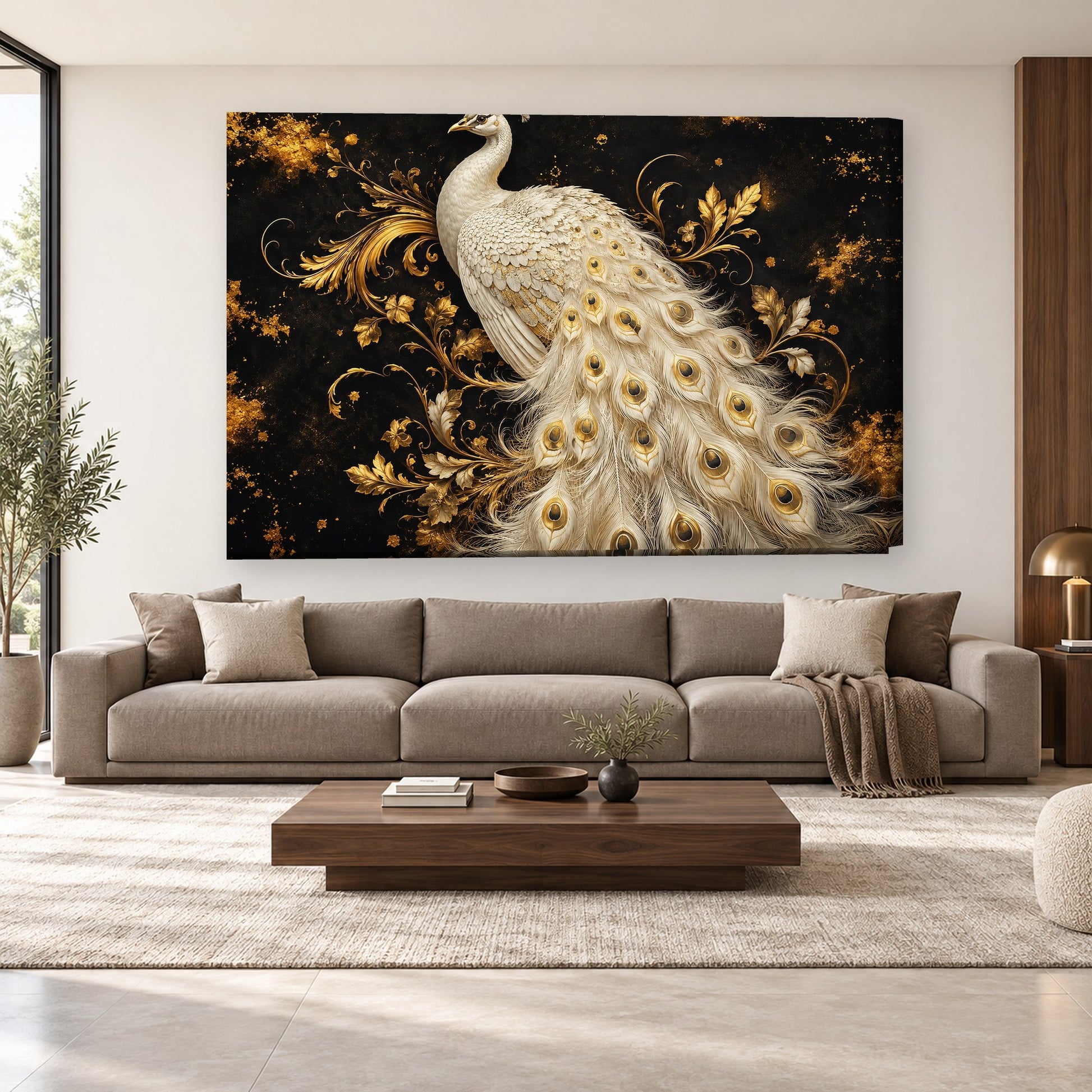 Tablou decorativ - Paunul Alb pe perete, in camera - Zibo.ro