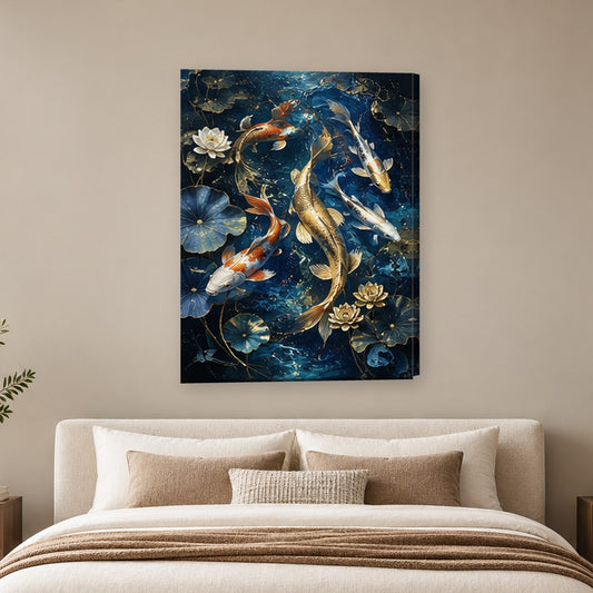 Tablou decorativ - Pestii de aur pe perete, in camera - Zibo.ro