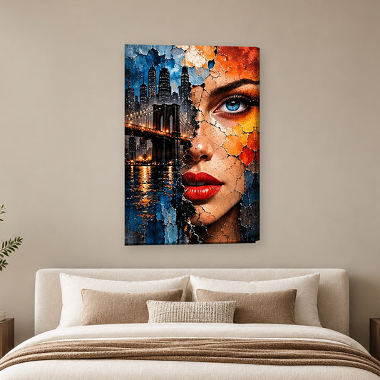 Tablou decorativ - Podul Metalic Noaptea pe perete, in camera - Zibo.ro