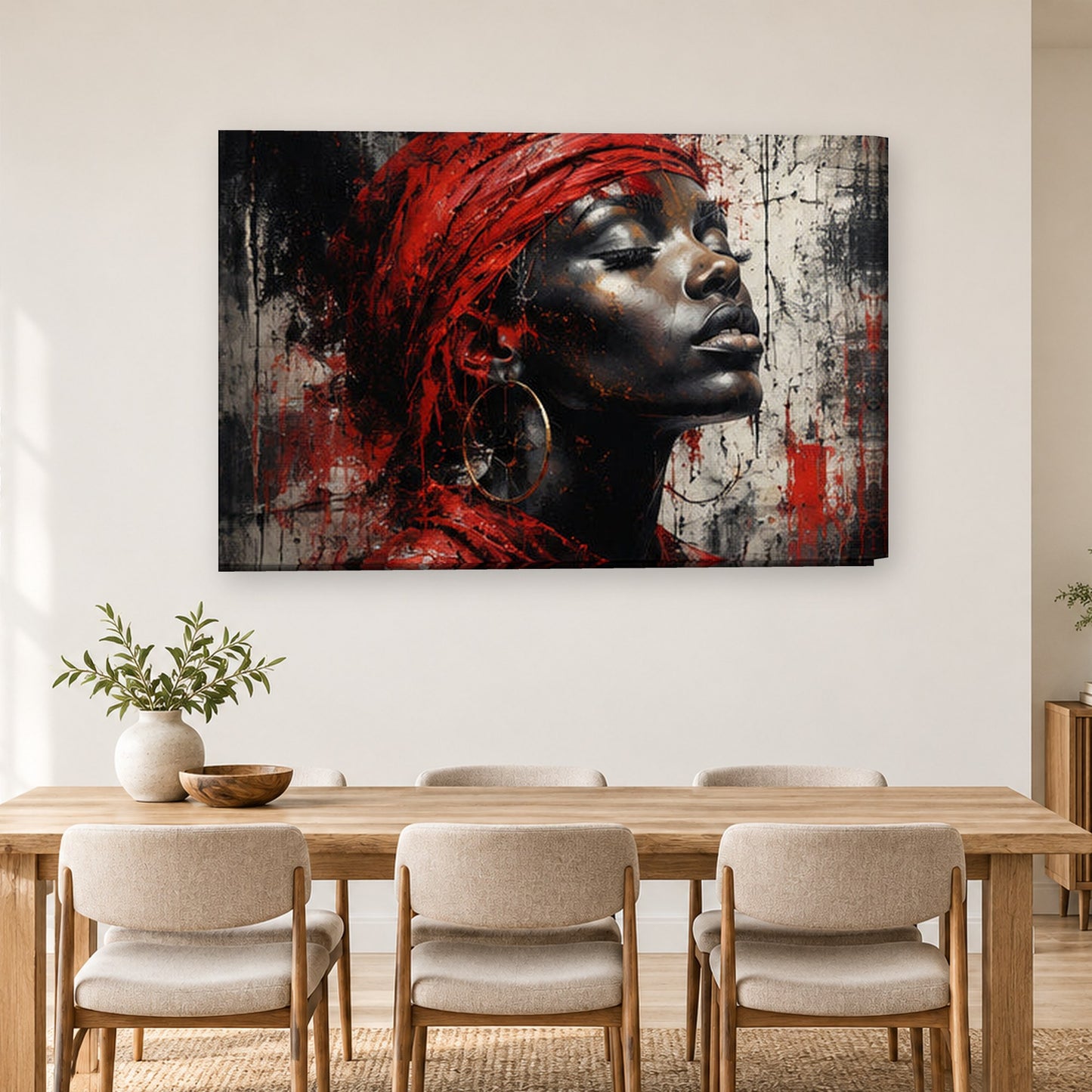 Tablou decorativ - Portret in Rosu pe perete, in camera - Zibo.ro