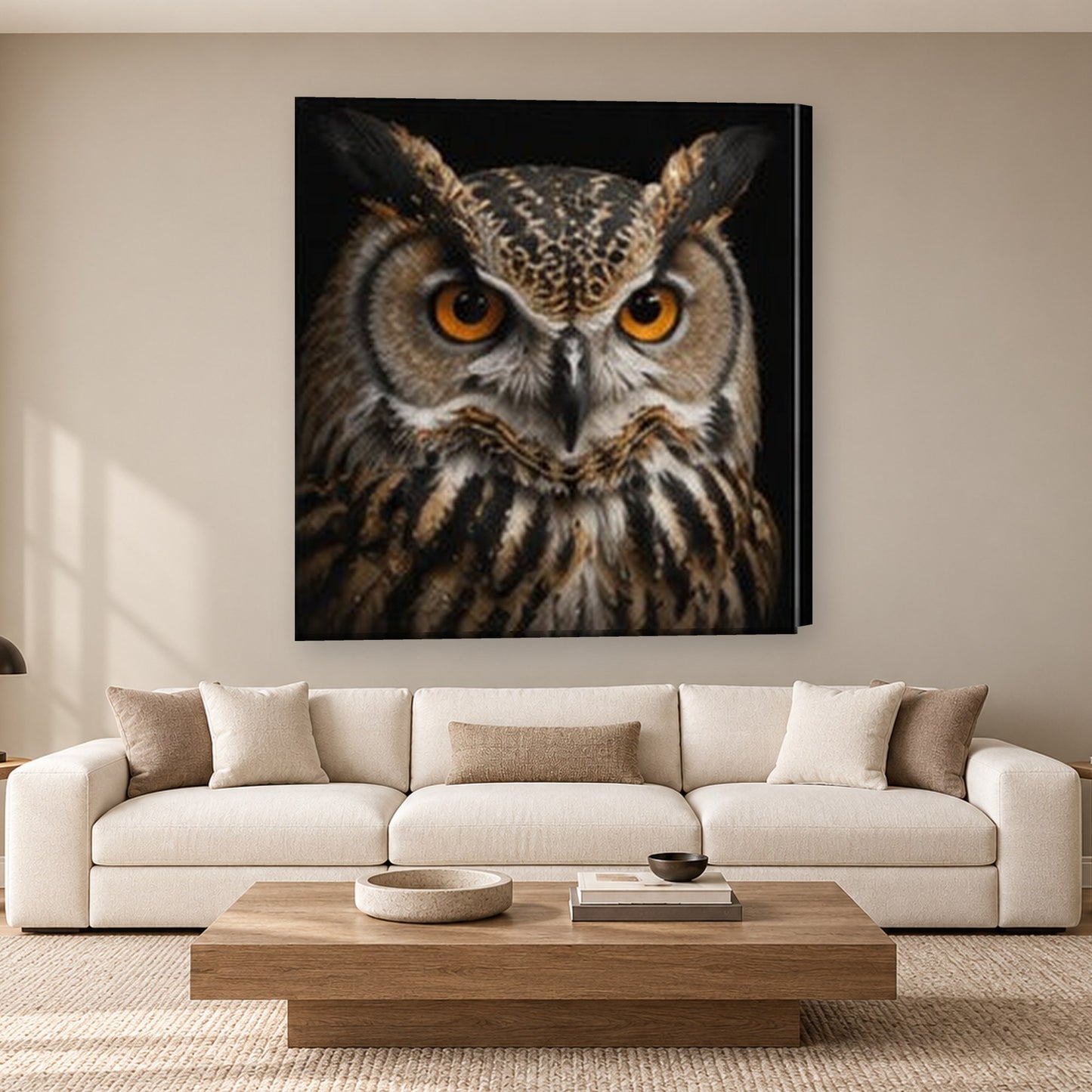 Tablou decorativ - Privirea bufnitei pe perete, in camera - Zibo.ro