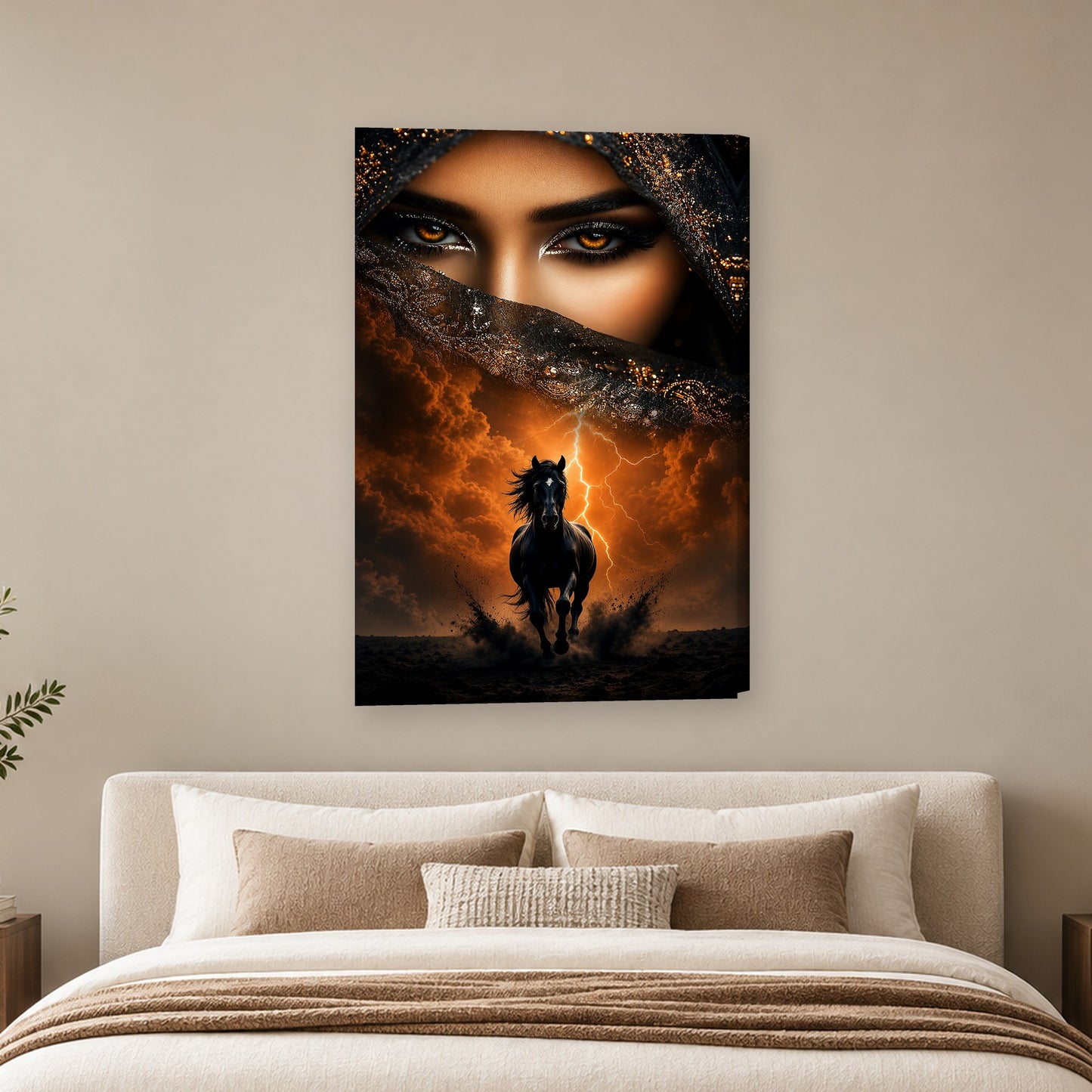 Tablou decorativ - Privirea si calul furtunii pe perete, in camera - Zibo.ro