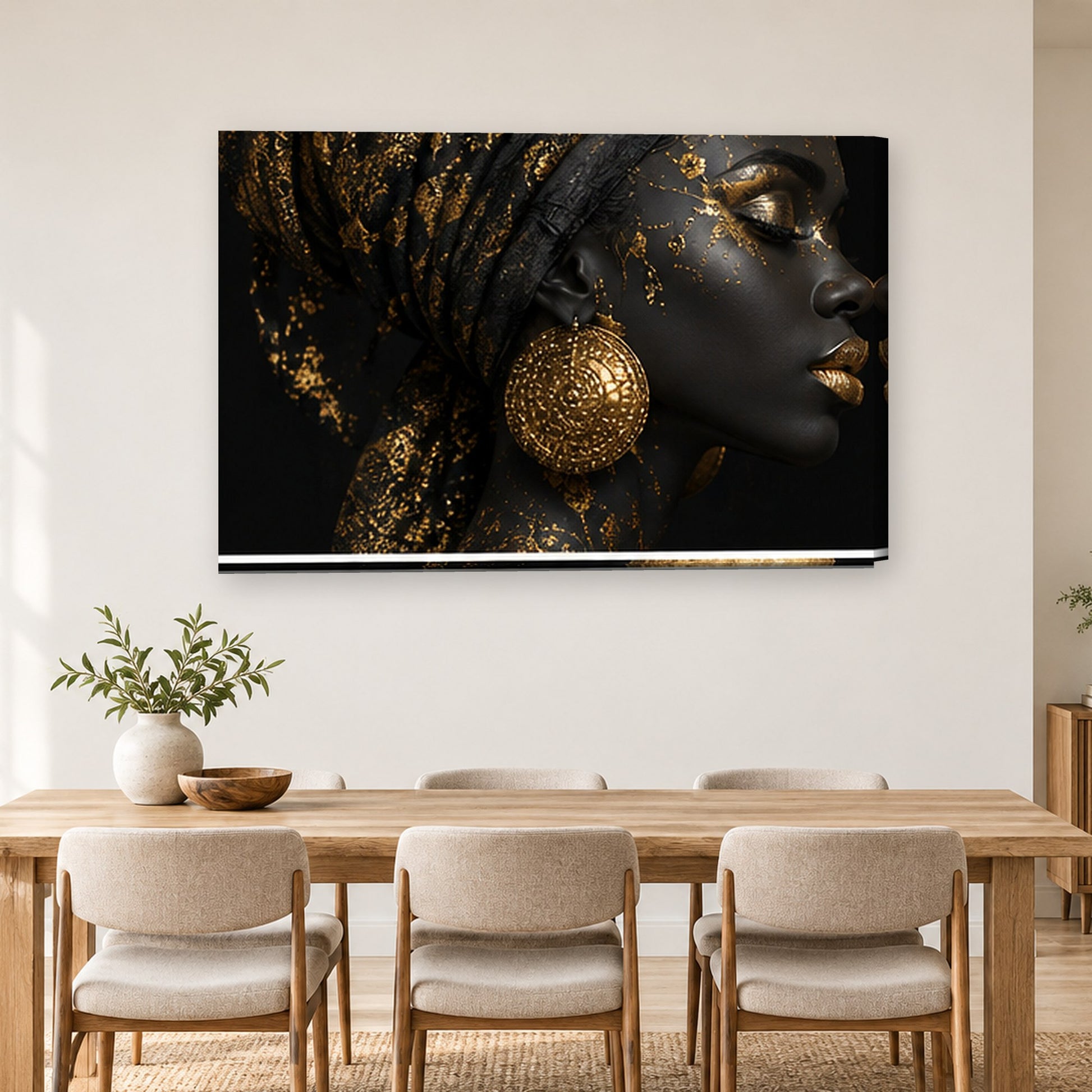 Tablou decorativ - Profilul de Aur pe perete, in camera - Zibo.ro