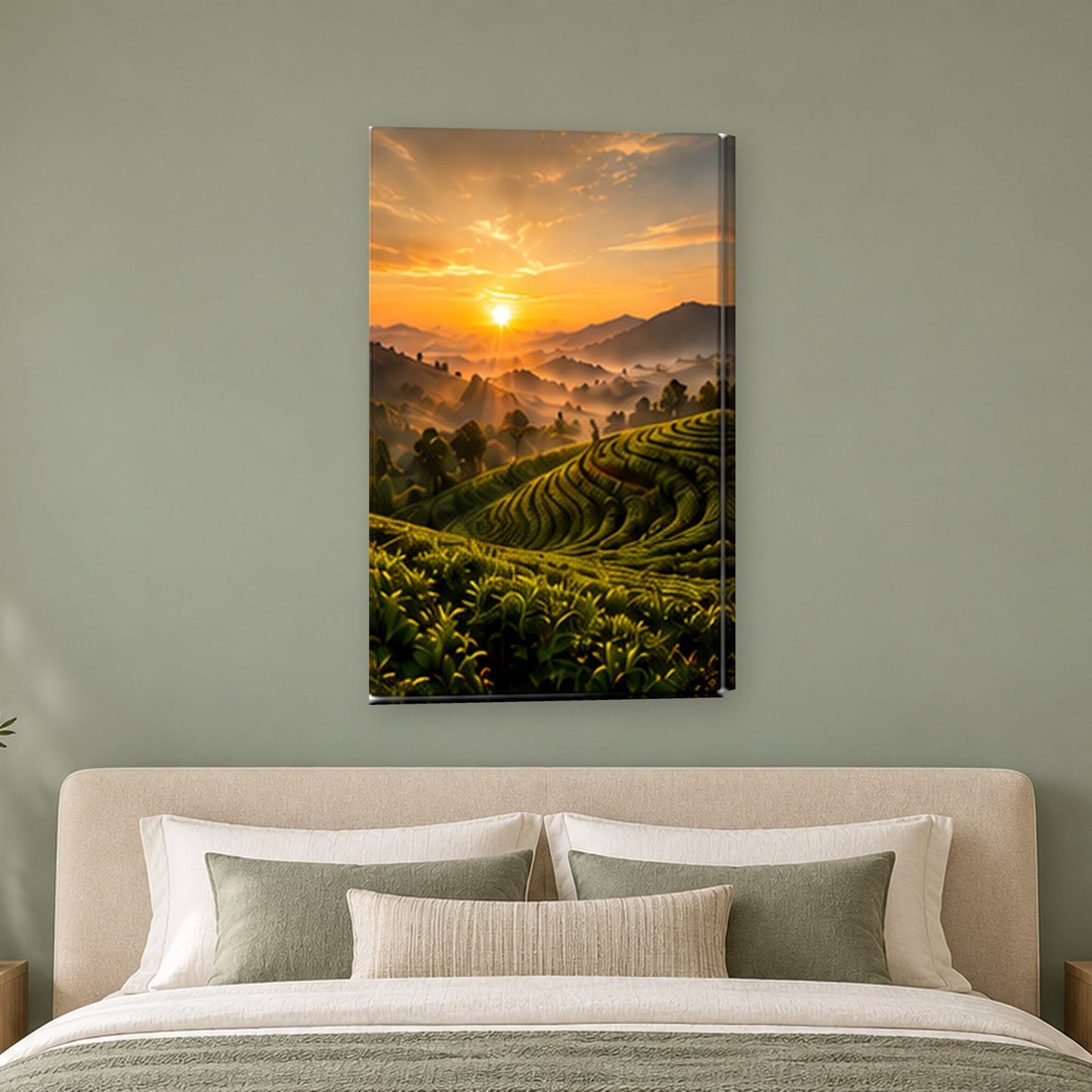 Tablou decorativ - Rasarit peste Plantatie pe perete, in camera - Zibo.ro