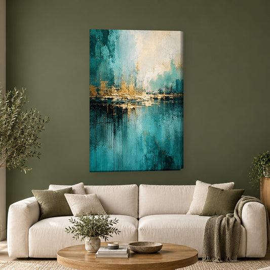Tablou decorativ - Reflexii aurii pe apa pe perete, in camera - Zibo.ro