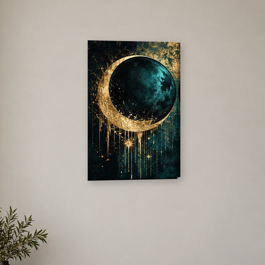 Tablou decorativ - Semiluna neagra aurie pe perete, in camera - Zibo.ro