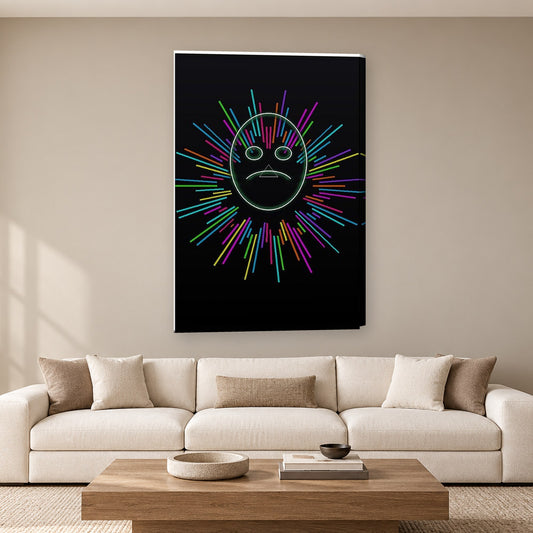 Tablou decorativ - Soarele de neon pe perete, in camera - Zibo.ro