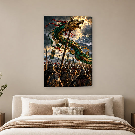 Tablou decorativ - Steagul Dacic pe perete, in camera - Zibo.ro