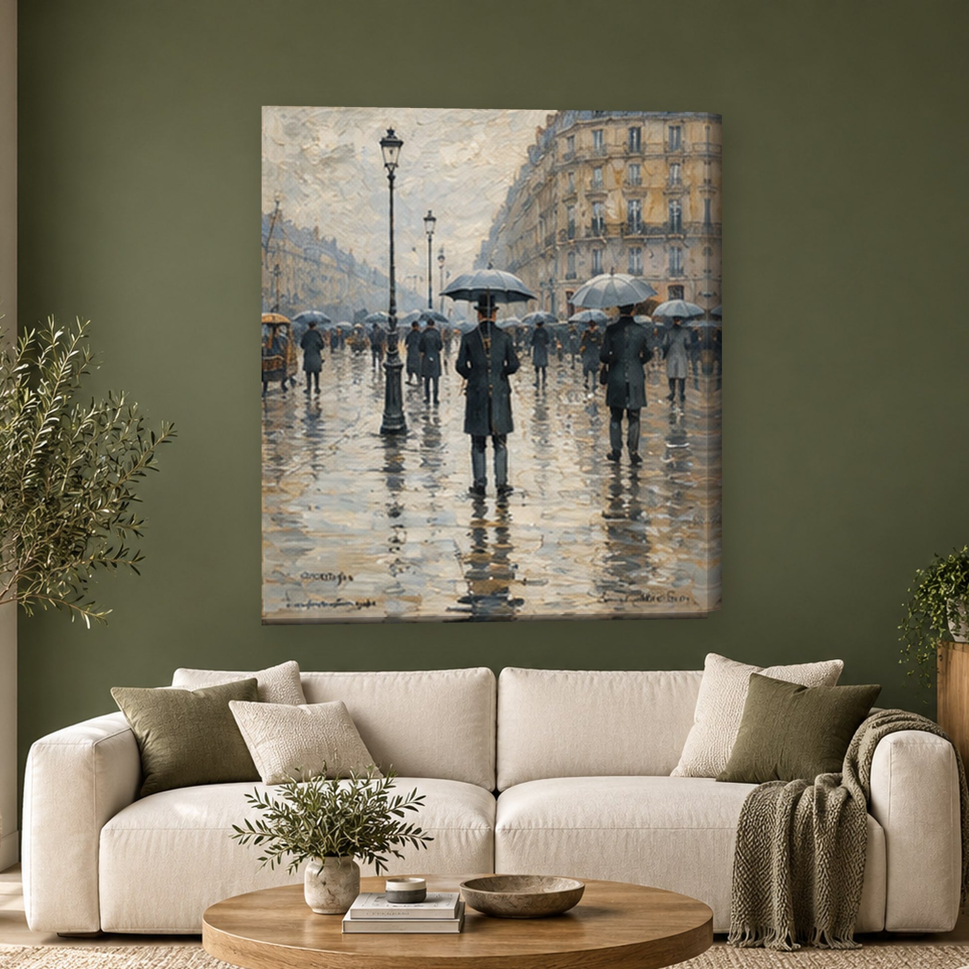 Tablou decorativ - Strada din Paris pe vreme de ploaie (dupa Gustave Caillebotte) pe perete, in camera - Zibo.ro
