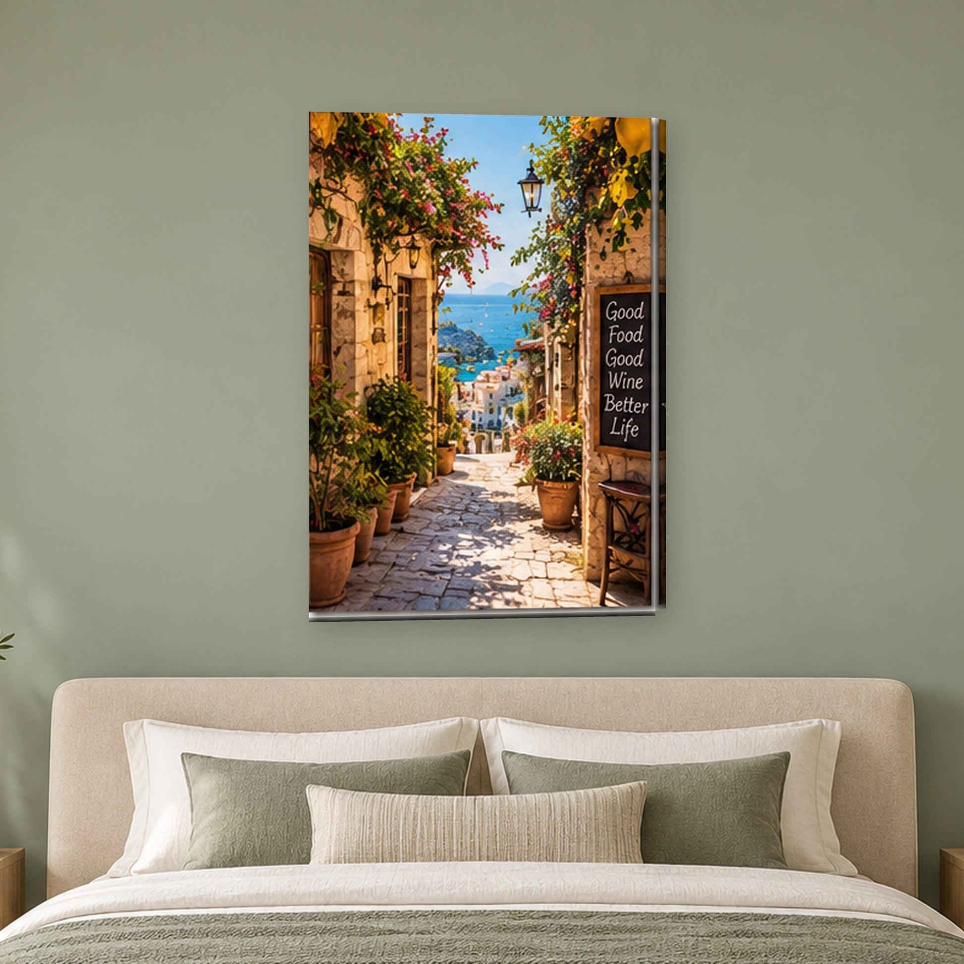 Tablou decorativ - Straduta cu vedere la mare pe perete, in camera - Zibo.ro