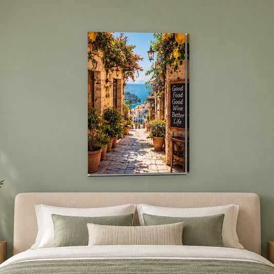 Tablou decorativ - Straduta cu vedere la mare pe perete, in camera - Zibo.ro