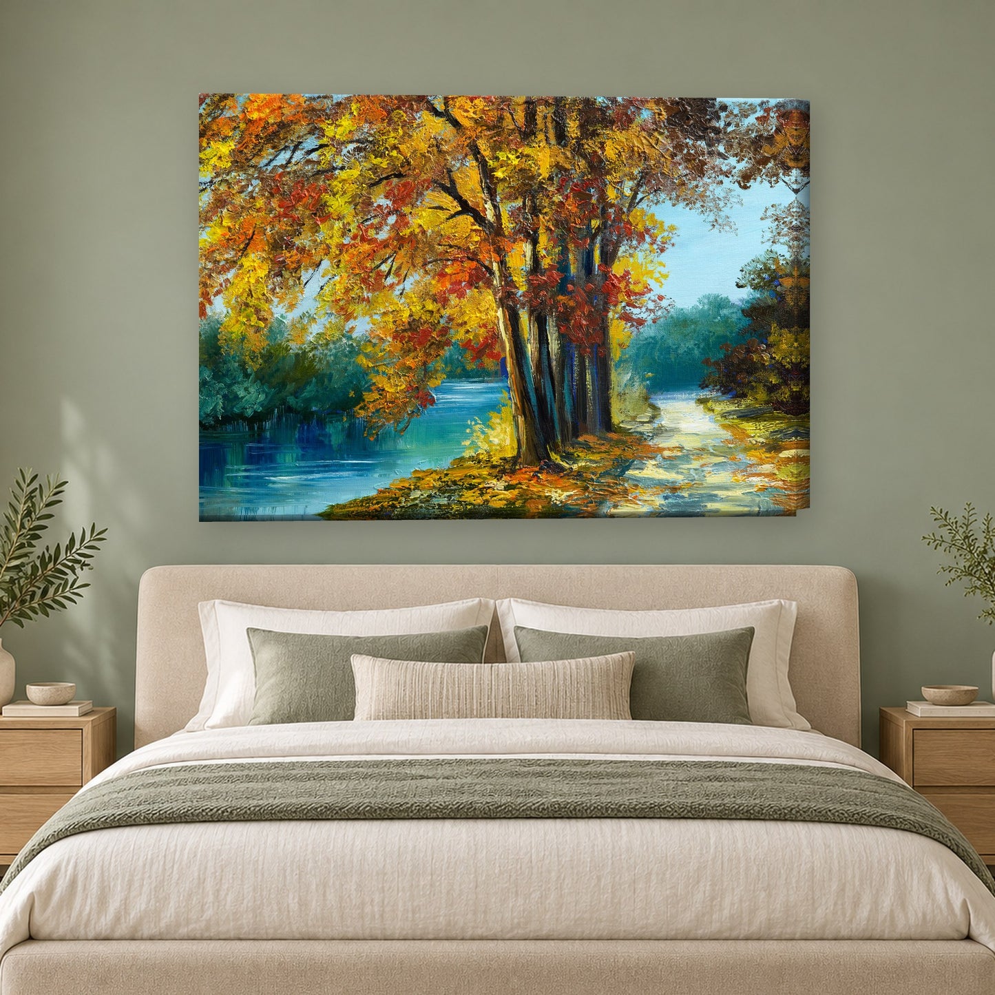 Tablou decorativ - Toamna pe malul raului pe perete, in camera - Zibo.ro