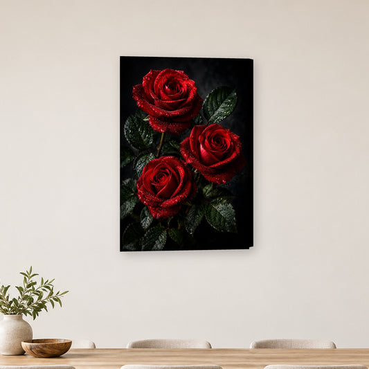 Tablou decorativ - Trandafirii cu Picaturi pe perete, in camera - Zibo.ro