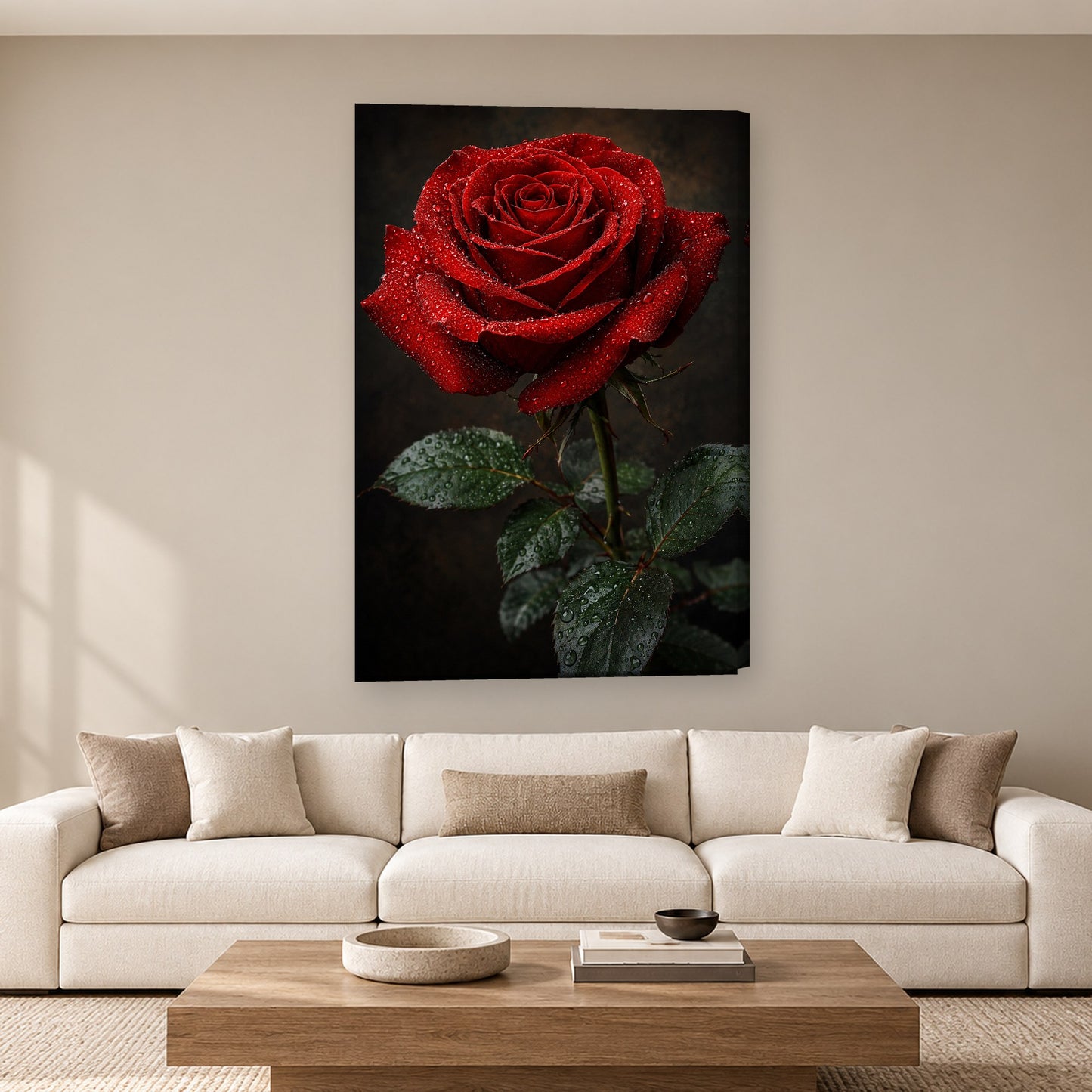 Tablou decorativ - Trandafirul cu Roua pe perete, in camera - Zibo.ro