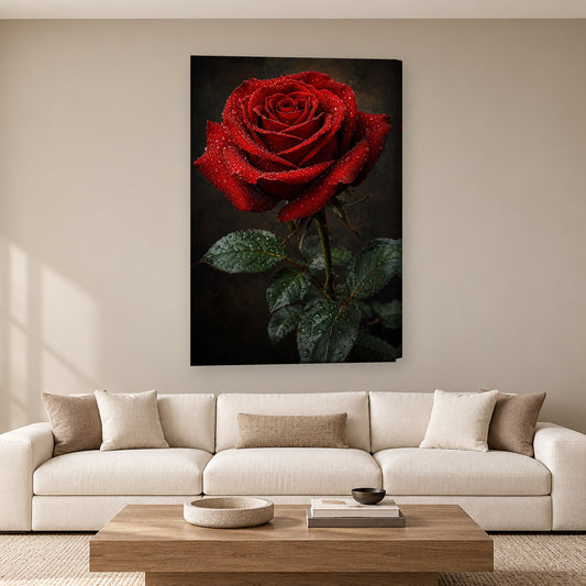 Tablou decorativ - Trandafirul cu Roua pe perete, in camera - Zibo.ro