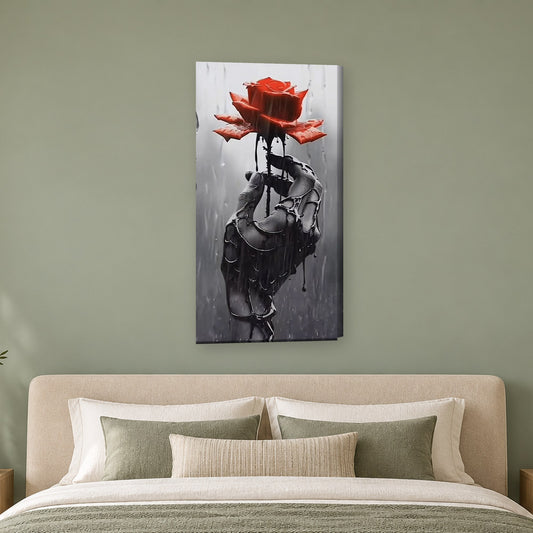 Tablou decorativ - Trandafirul din ploaie pe perete, in camera - Zibo.ro