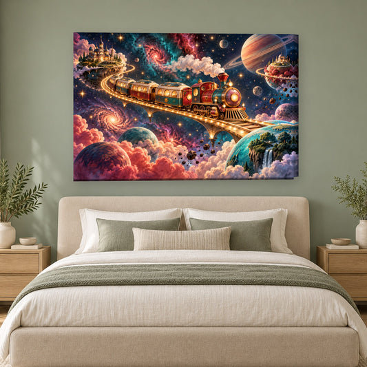 Tablou decorativ - Trenul Cosmic pe perete, in camera - Zibo.ro