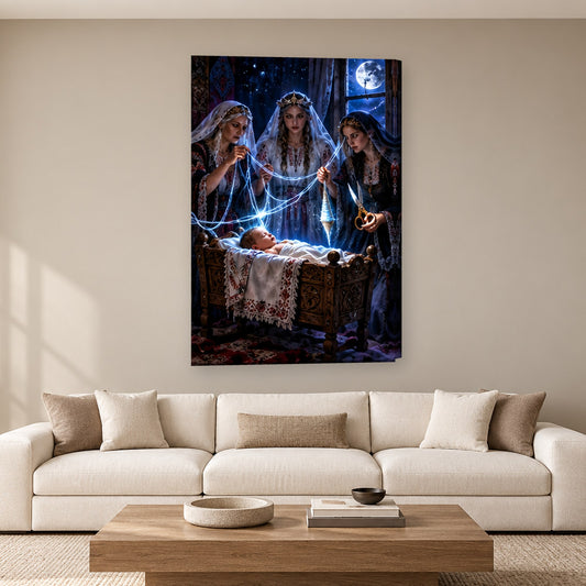 Tablou decorativ - Ursitoarele la Leagan pe perete, in camera - Zibo.ro