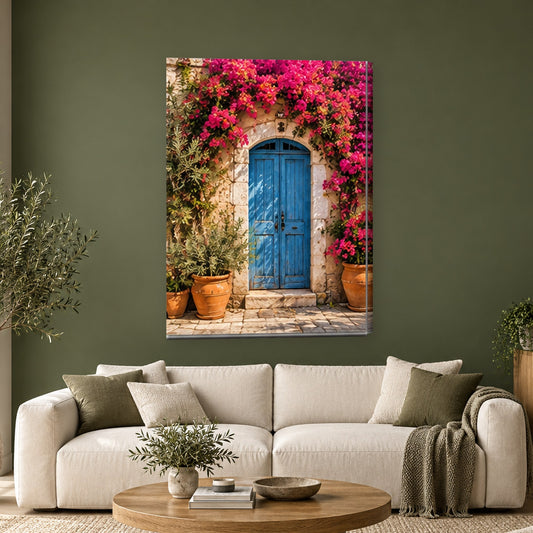 Tablou decorativ - Usa albastra in sudul Italiei pe perete, in camera - Zibo.ro