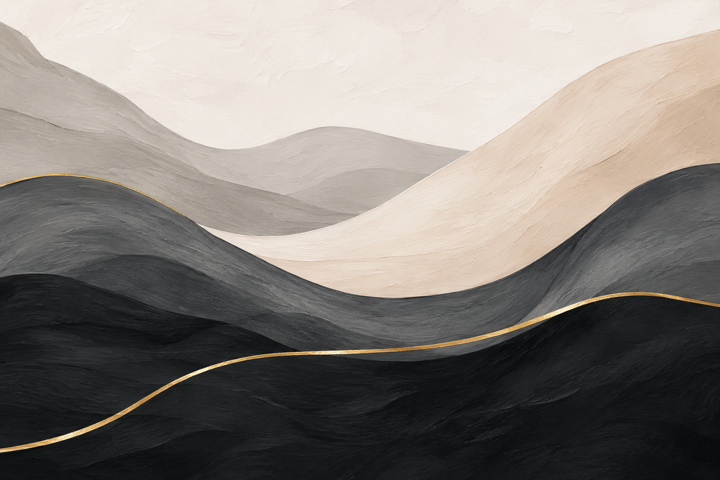 Tablou abstract Dune cu fir de aur - bej, gri, negru si auriu
