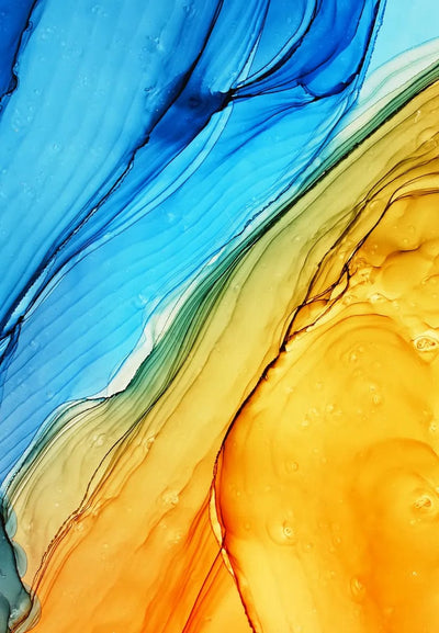 Tablou decorativ - Pelicular Abstract Nuanţe Galben-Portocaliu-Albastru