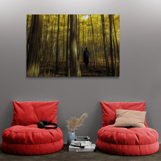 Tablou Canvas - Singur printre copaci