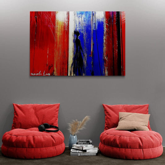 Tablou Canvas - Naluca Abstracta Rosu Albastru