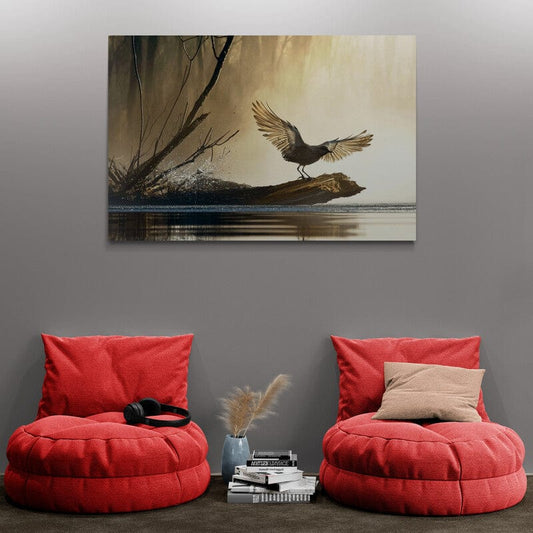 Tablou Canvas - Eleganta unei Pasari pe Rau