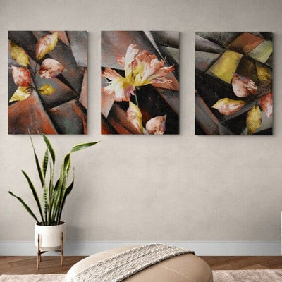 Set 3 Tablouri canvas - Trandafir rose gold