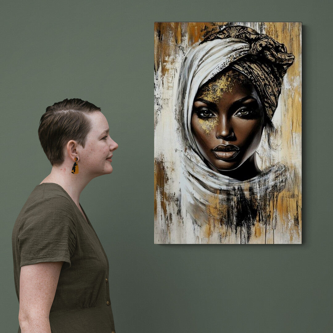 Tablou decorativ - Africana cu voal alb
