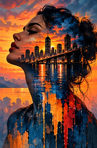 Tablou decorativ - Silueta Orasului la Apus